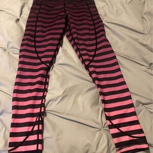 ZYIA active Burgundy and Black Striped Leggings